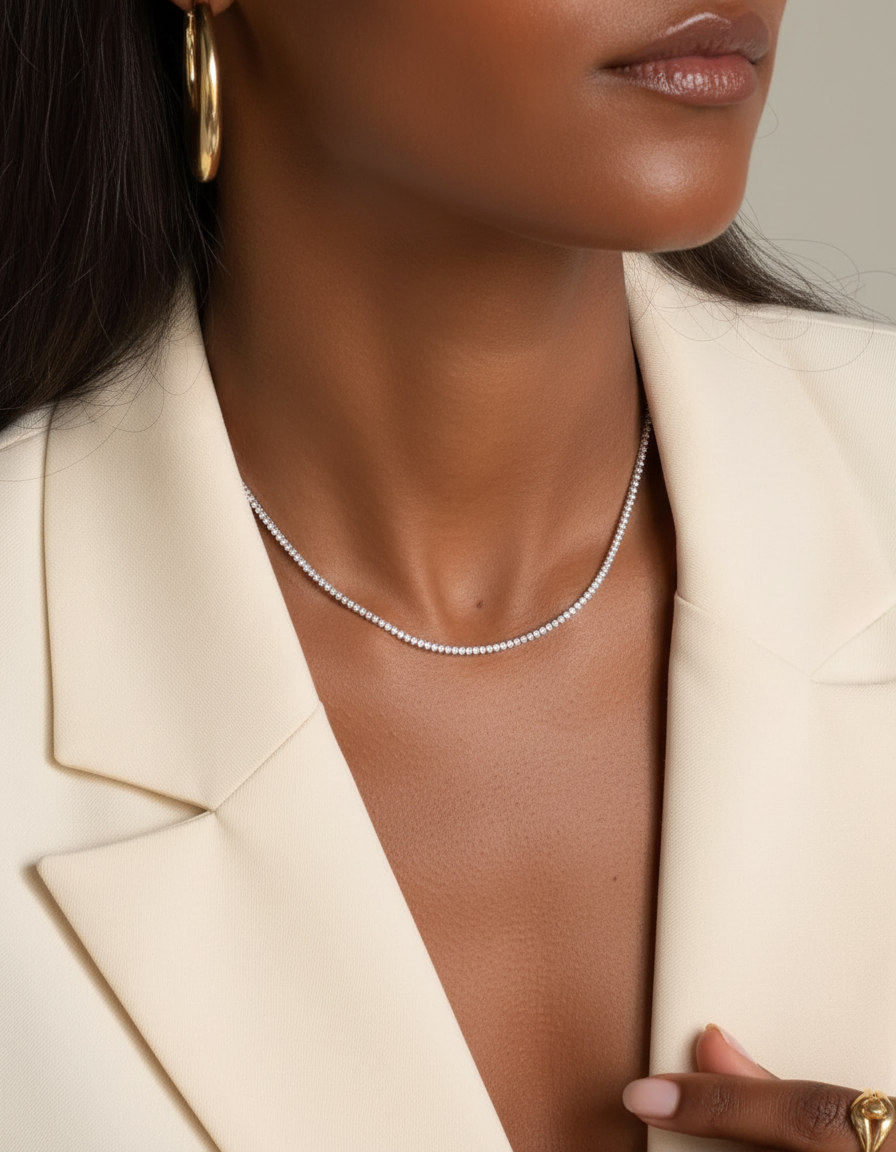 Diamond tennis necklace