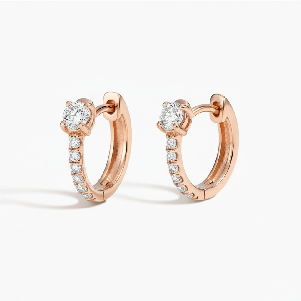 Mini hoop diamond earrings