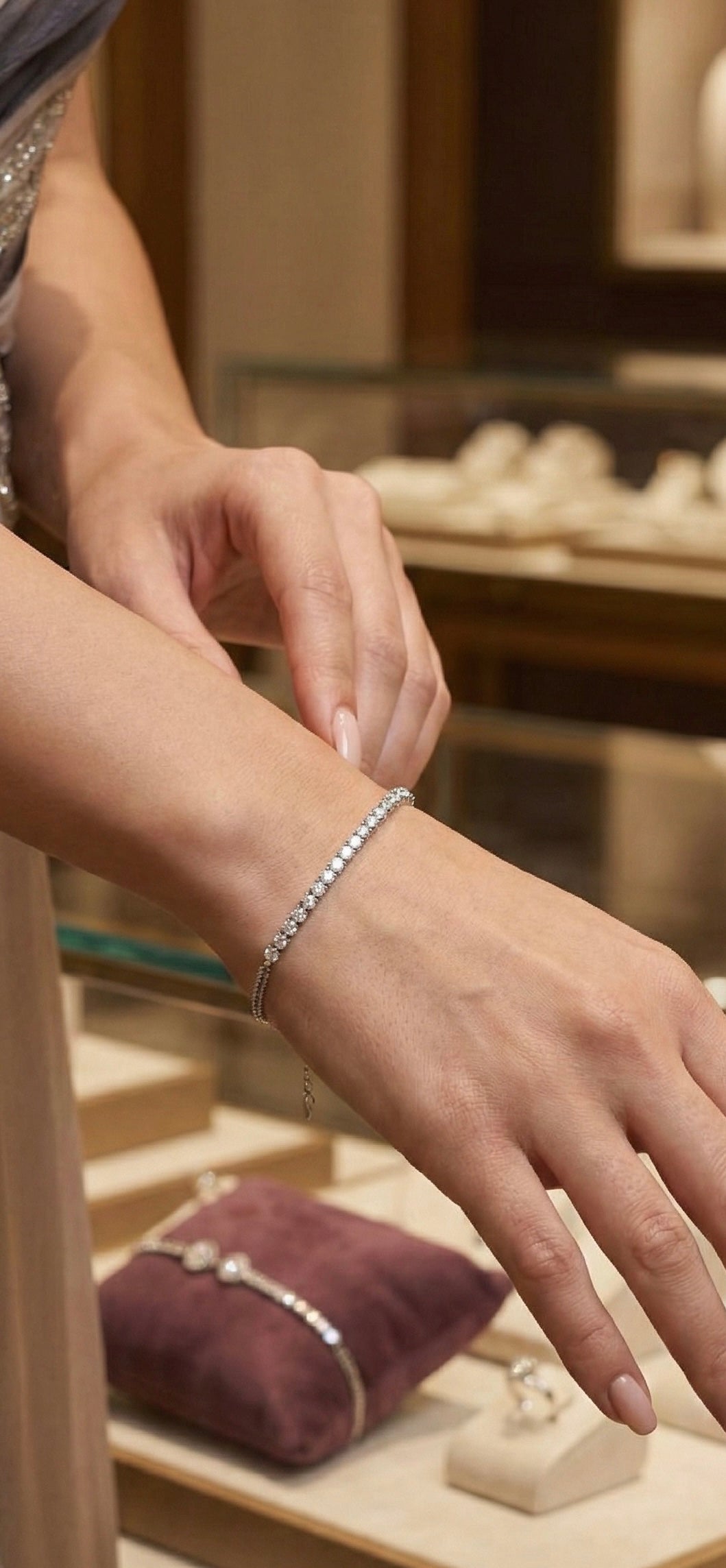 Diamond half tennis bracelet