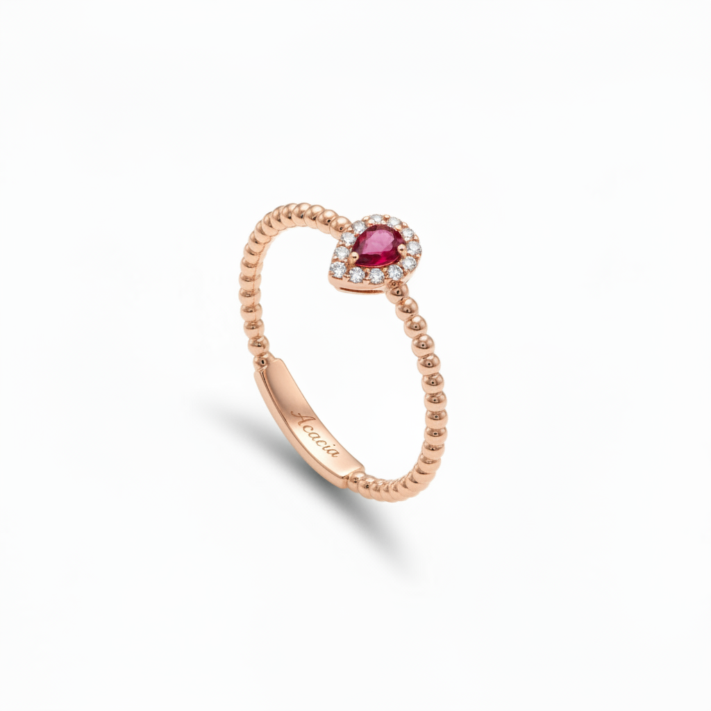 Colored stone pinky ring