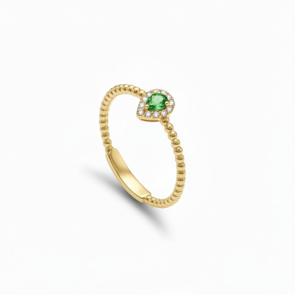 Colored stone pinky ring