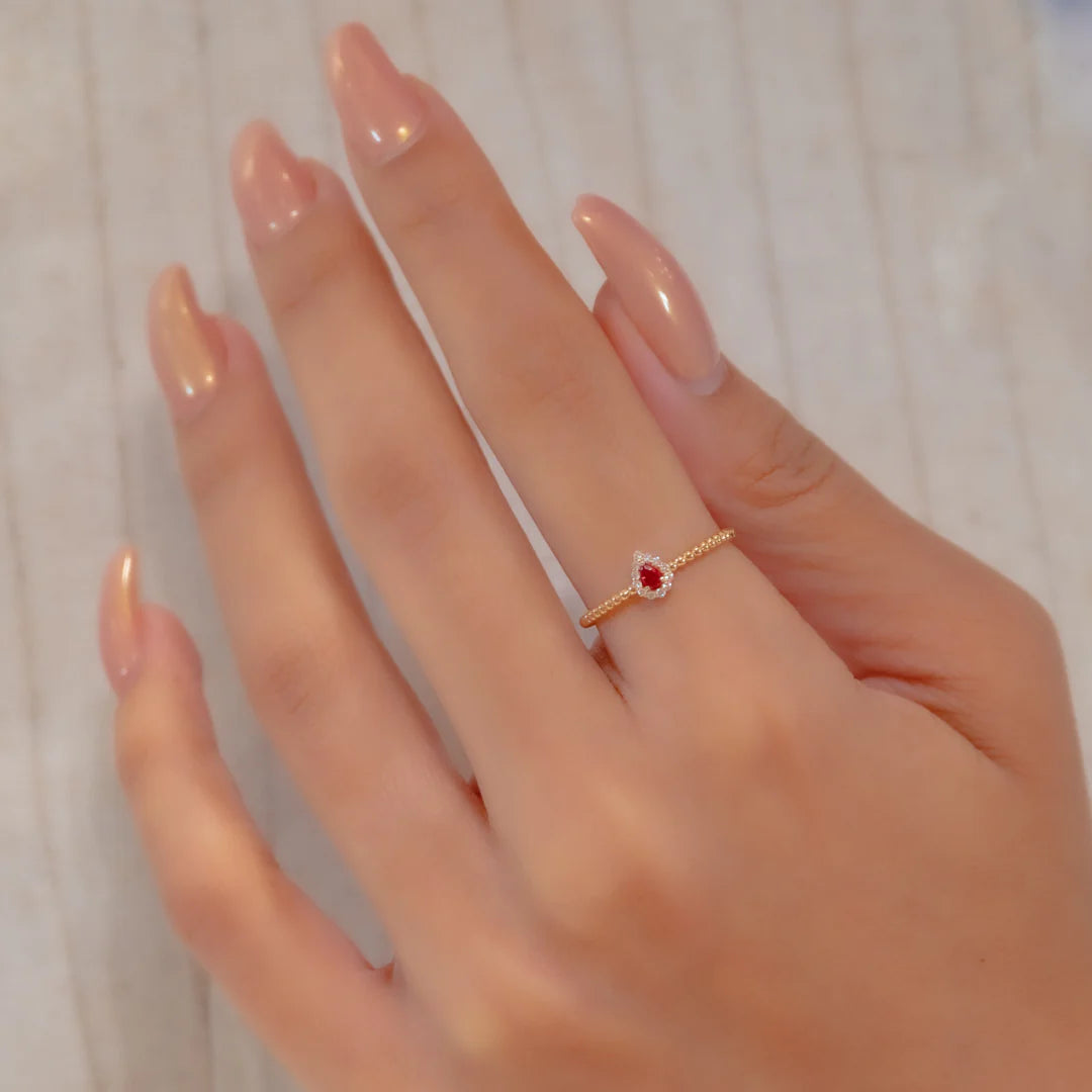 Colored stone pinky ring