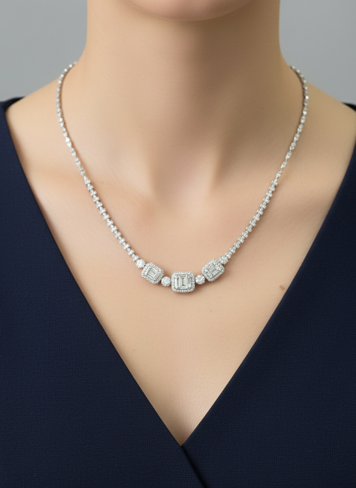 Diamond tennis necklace