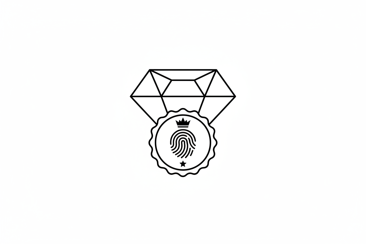 Diamond certification icon in balck